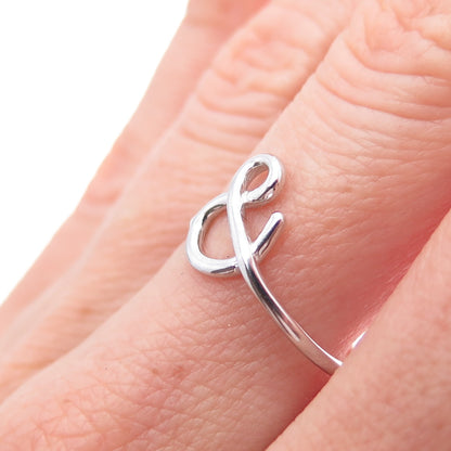 925 Sterling Silver Ampersand Symbol Ring Size 7