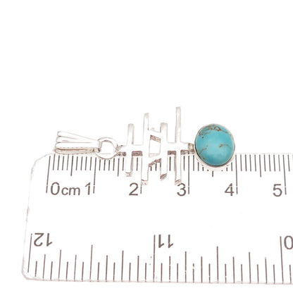 Renell Sterling Silver Vintage 2005 Turquoise Fortune Chinese Character Pendant