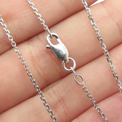 925 Sterling Silver Multi-Cut Green & White C Z Cable Chain Necklace 16"