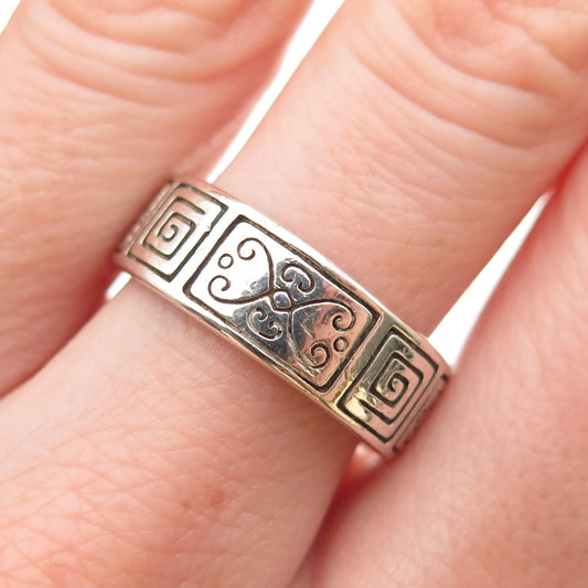 BRIGHTON 925 Sterling Silver Vintage Heart Ornate Band Ring Size 8.25