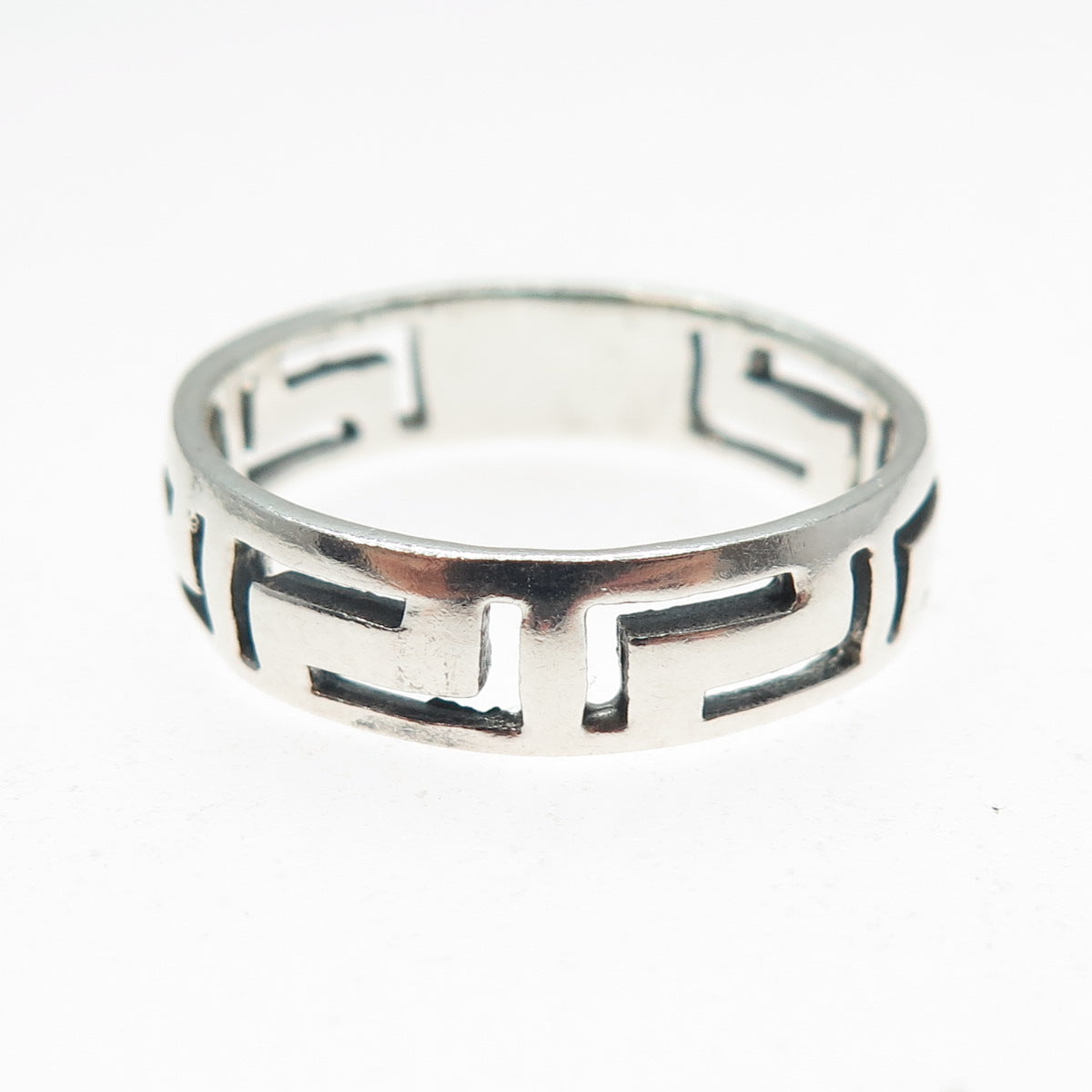 925 Sterling Silver Vintage Greek Maze Band Ring Size 10.75