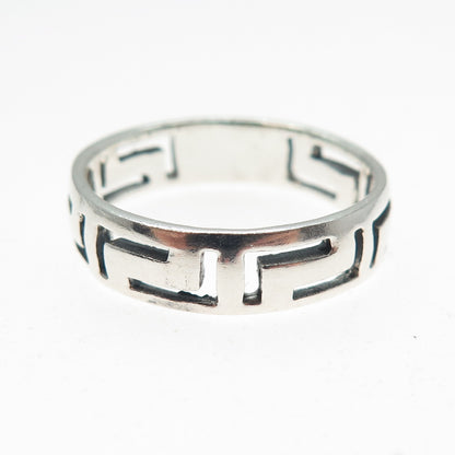 925 Sterling Silver Vintage Greek Maze Band Ring Size 10.75