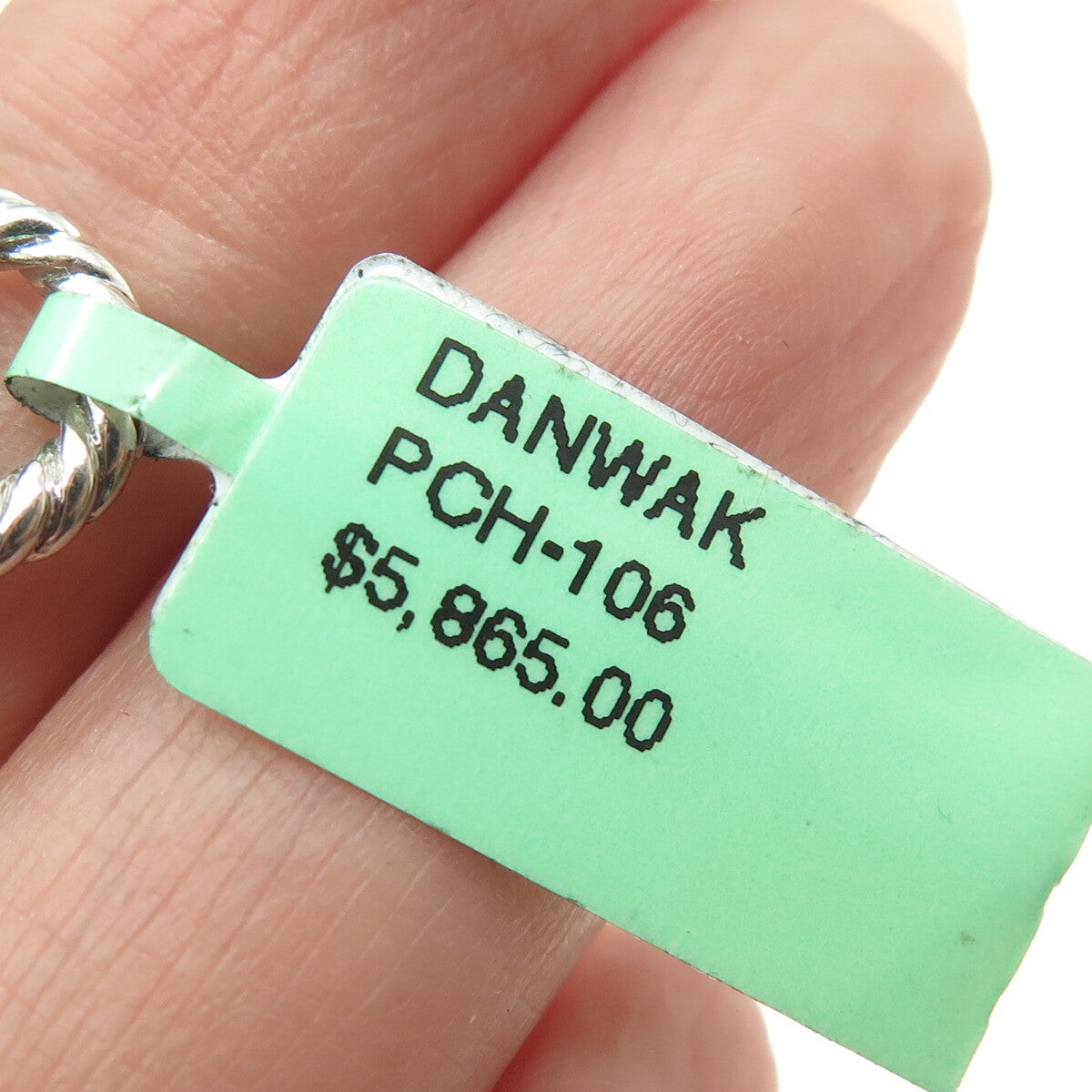 DANWAK 18K Gold Sterling 23-Diamond 0.21ct & Green Amethyst 10.77ct Necklace 16"