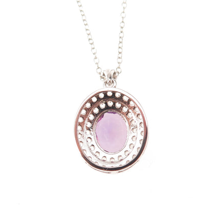 925 Sterling Silver Real White Topaz & Lab-Created Peacock Sapphire Necklace 18"