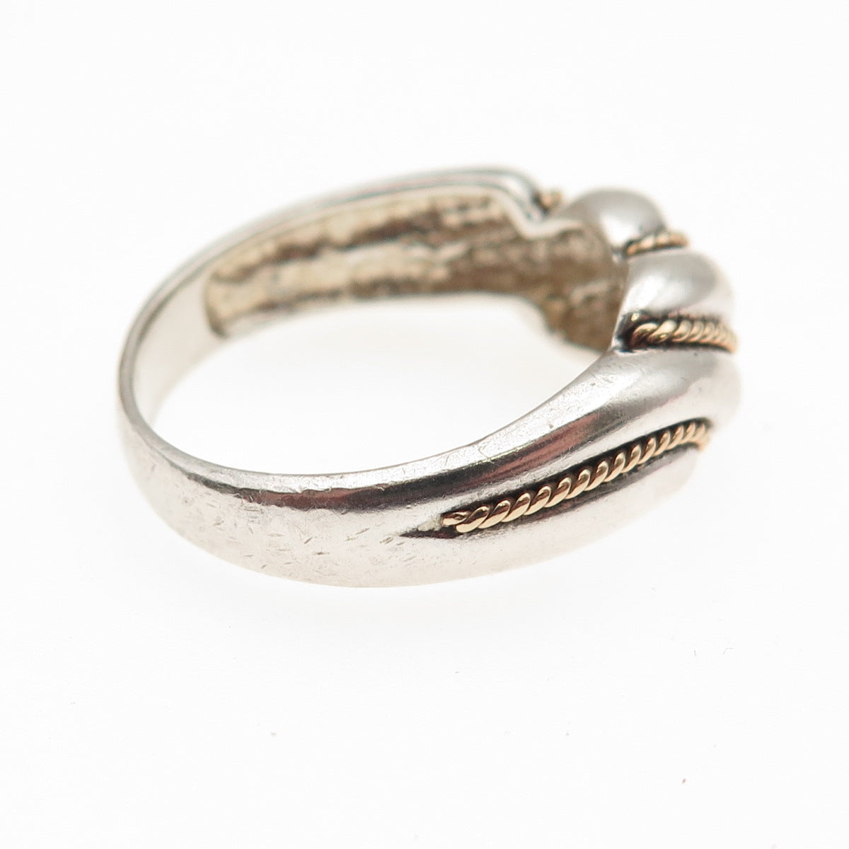 MONICA JAIN 925 Sterling Silver 14K Gold Vintage Modernist Ring Size 8.75