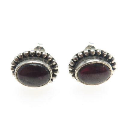 925 Sterling Silver Vintage Real Tourmaline Beaded Stud Earrings
