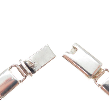 925 Sterling Silver Vintage Double Curb Oxidized Link Bracelet 7"