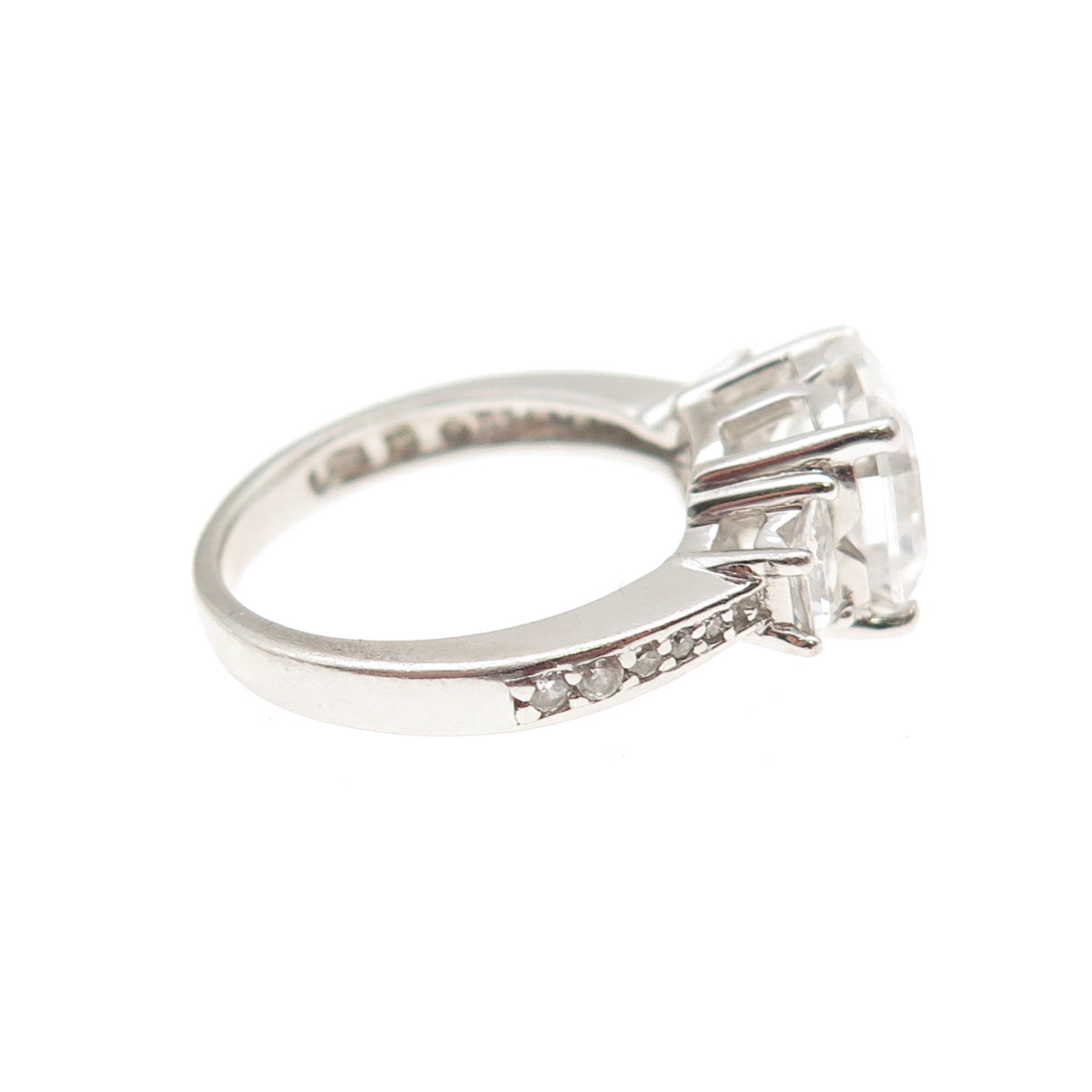 925 Sterling Silver Multi-Cut C Z Engagement Ring Size 5