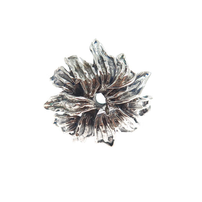 925 Sterling Silver Vintage Modernist Flower Oxidized Ring Size 6