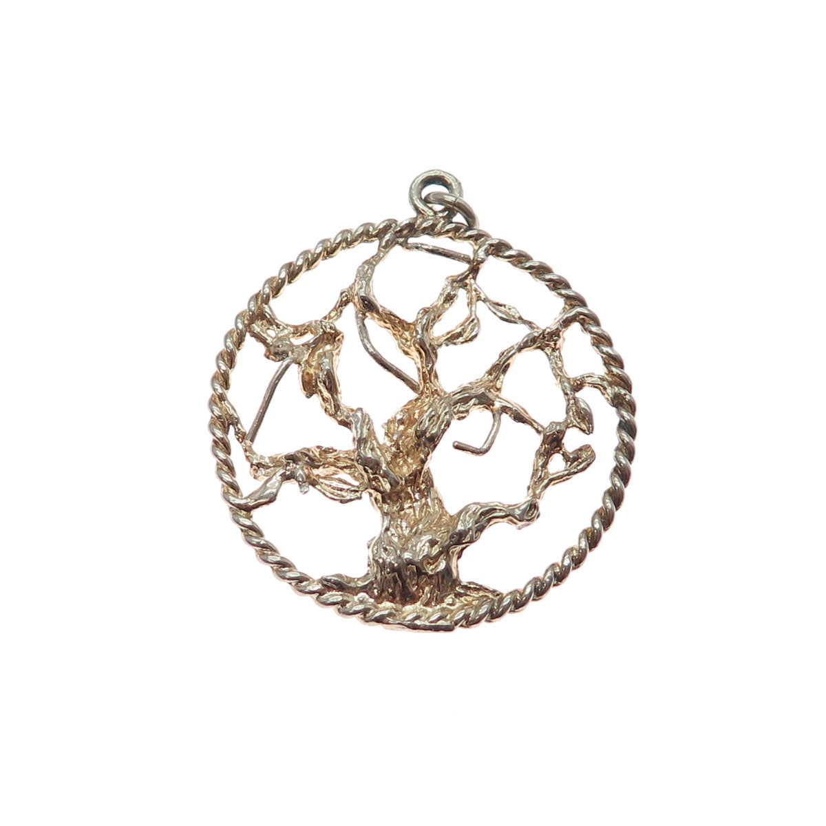 925 Sterling Silver Gold Plated Vintage Tree of Life Charm Pendant