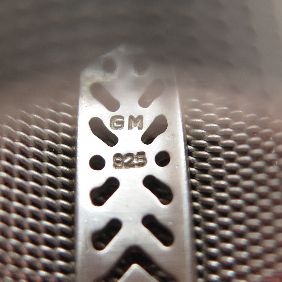 925 Sterling Silver Enamel & Round-Cut C Z Heart Mesh Ring Size 8.25