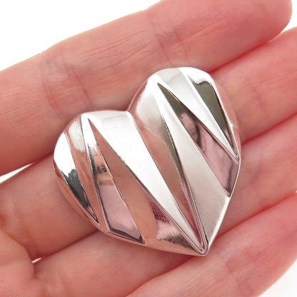925 Sterling Silver Vintage Modernist Heart Slide Pendant