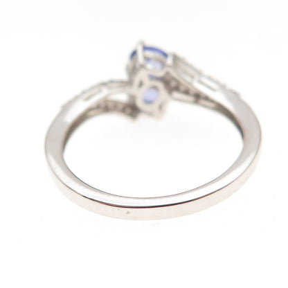 Chuck Clemency 925 Sterling Silver Real Tanzanite & White Topaz Ring Size 8.25
