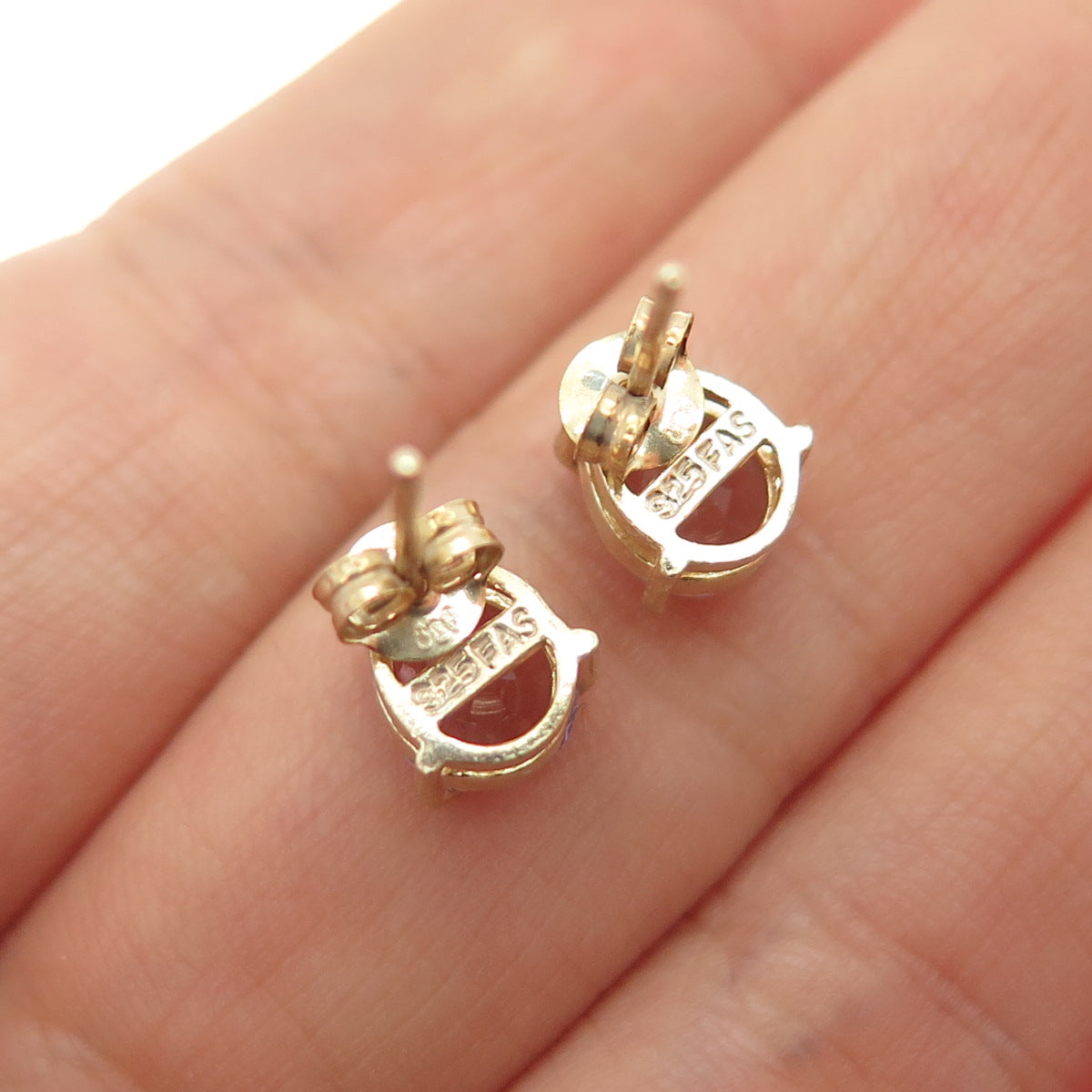 925 Sterling Silver Gold Plated Real Pear-Cut Amethyst Stud Earrings