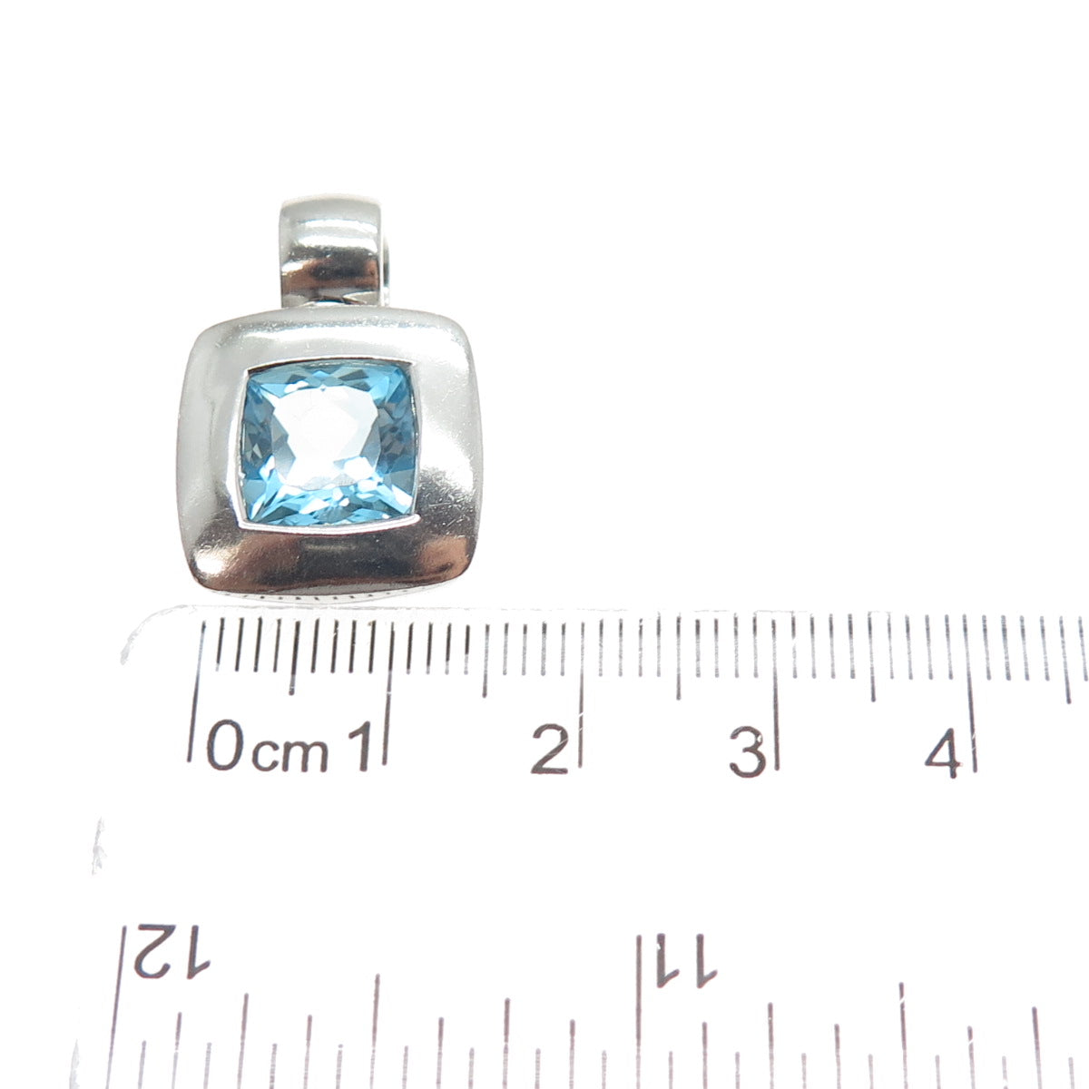 PB PAUL BRACKNA 925 Sterling Silver Vintage Blue Topaz Minimalist Charm Pendant