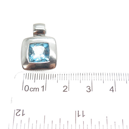 PB PAUL BRACKNA 925 Sterling Silver Vintage Blue Topaz Minimalist Charm Pendant