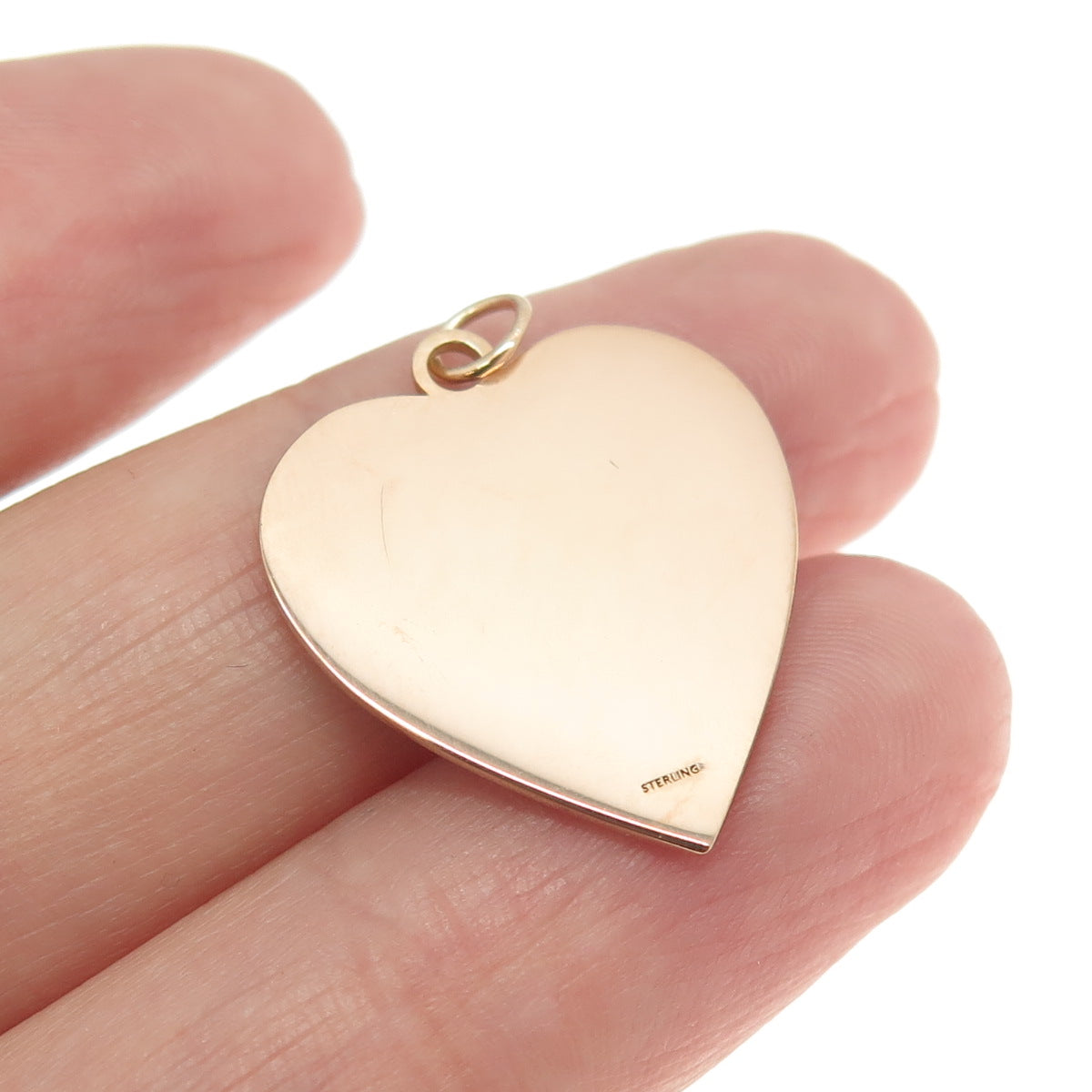 925 Sterling Silver Rose Gold Plated Enamel "Love Me, Dammit!" Heart Tag Pendant