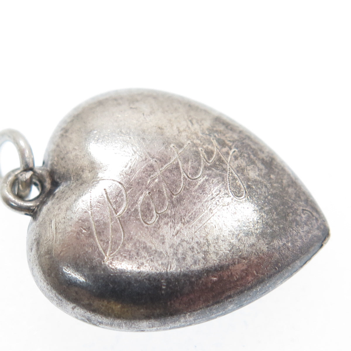 925 Sterling Silver Antique Art Deco Chatelaine Heart Minimalist Charm Pendant