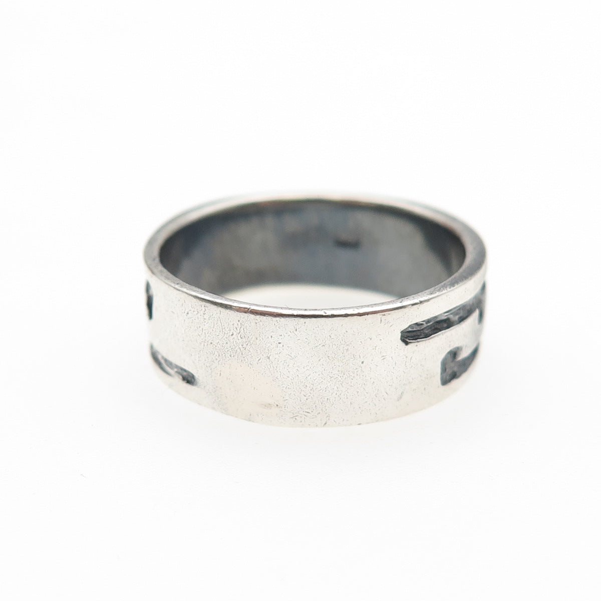 925 Sterling Silver Vintage Zig Zag Oxidized Band Ring Size 8