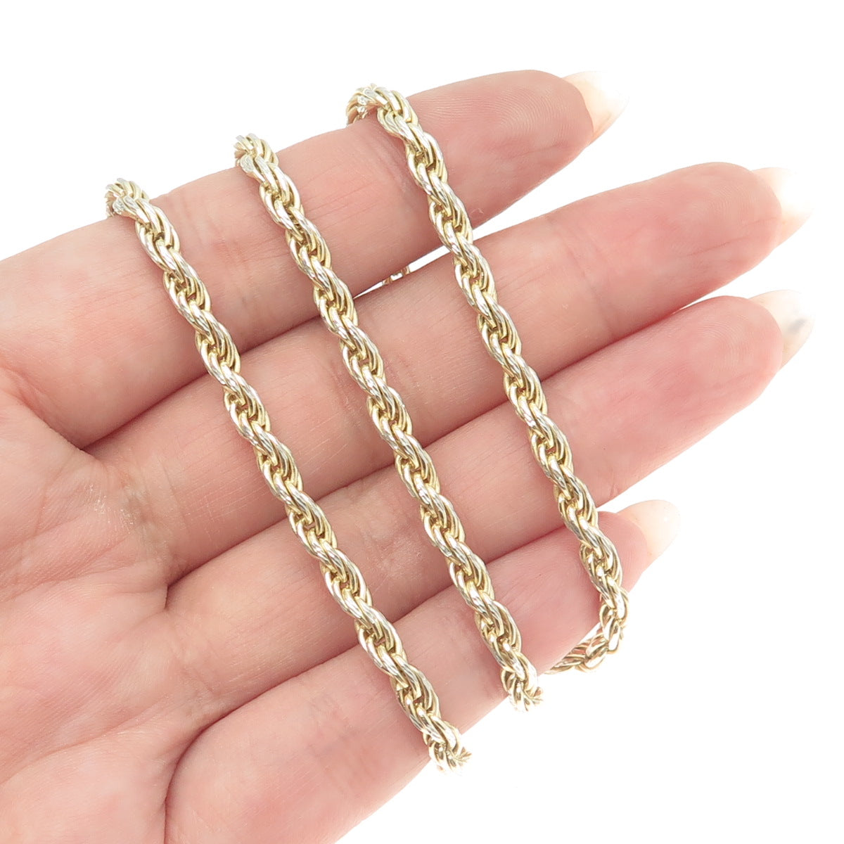 P. LUX 925 Sterling Silver Gold Plated Italy Twisted Rope Chain Necklace 20"