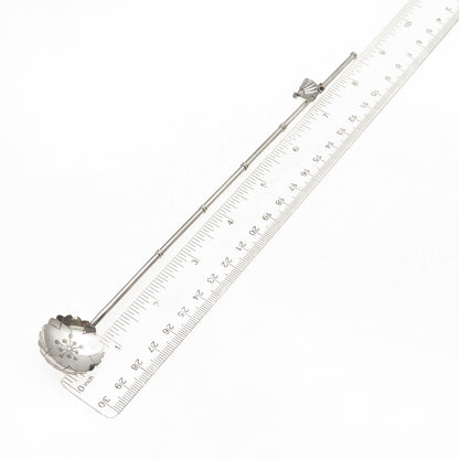 925 Sterling Silver Antique Japan Fan Charm Bamboo Iced Tea Straw Spoon
