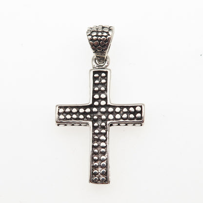 925 Sterling Silver Vintage Dotted Cross Oxidized Charm Pendant