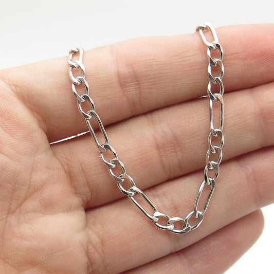 925 Sterling Silver Italy Figaro Chain Necklace 20"