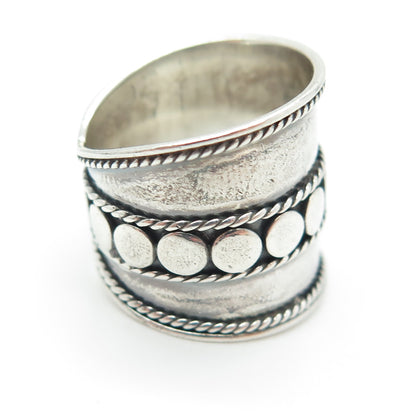 925 Sterling Silver Vintage Ethnic Statement Oxidized Ring Size 7.25