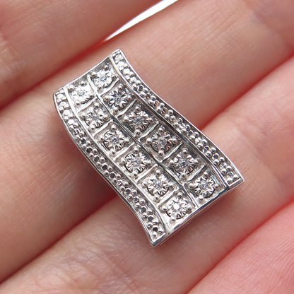 925 Sterling Silver Round-Cut C Z Slide Bar Minimalist Charm Pendant