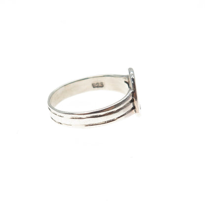 925 Sterling Silver Vintage Modernist Heartbeat Ring Size 6.25