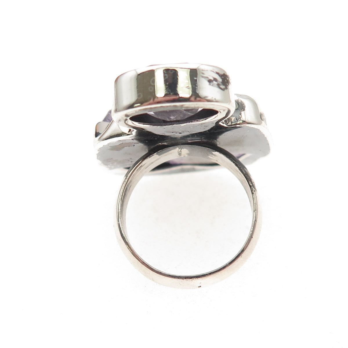 CID Clyde Duneier Sterling Silver Vintage Real Amethyst Modernist Ring Size 6.75