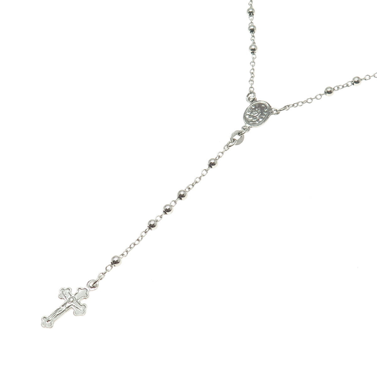 925 Sterling Silver Italy Crucifix Cross Religious Rosary Chain 24"