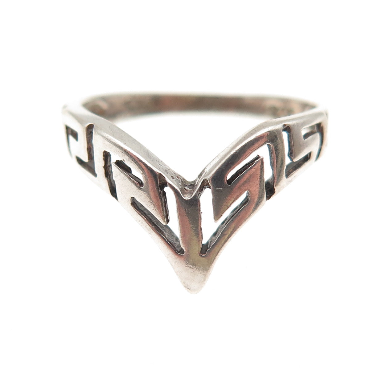 925 Sterling Silver Vintage V-Shape Oxidized Ring Size 6.5