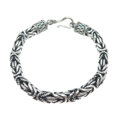 925 Sterling Silver Vintage Byzantine Link Oxidized Bracelet 7.25"