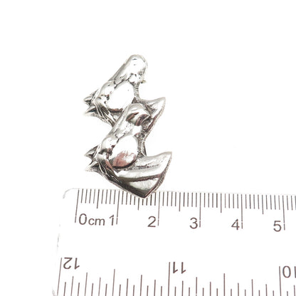 925 Sterling Silver Vintage Horse Couple Oxidized Pin Brooch