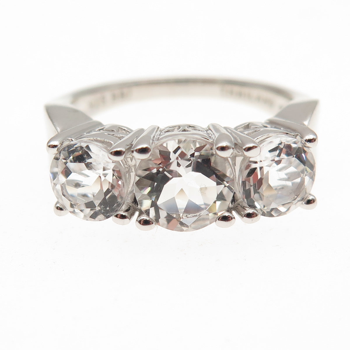 925 Sterling Silver Real Round-Cut White Topaz Engagement Ring Size 9
