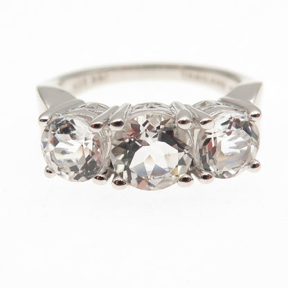 925 Sterling Silver Real Round-Cut White Topaz Engagement Ring Size 9