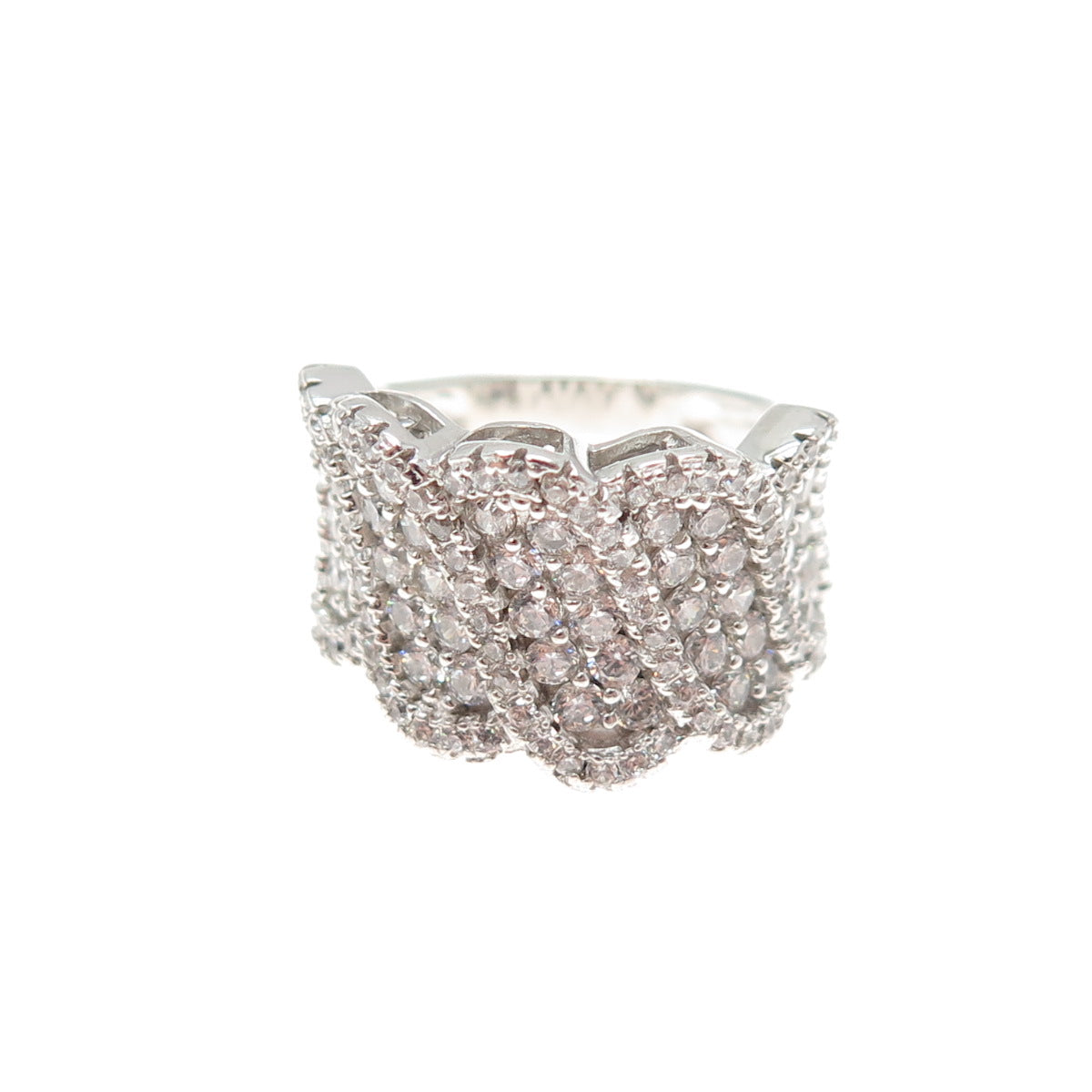 925 Sterling Silver Round-Cut C Z Sparkle Ring Size 6.75