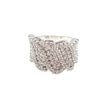 925 Sterling Silver Round-Cut C Z Sparkle Ring Size 6.75