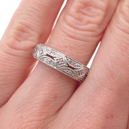 Jane Seymour 925 Sterling Silver Real Round-Cut Diamond Band Ring Size 6