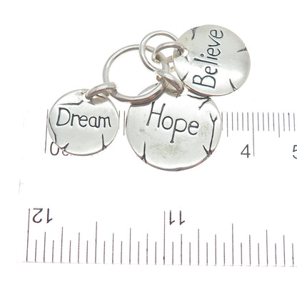 925 Sterling Silver Vintage Dream Hope Believe Charm Pendant