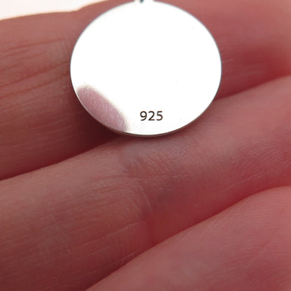 925 Sterling Silver Blue Enamel Cloud Round Tag Mini Charm Pendant