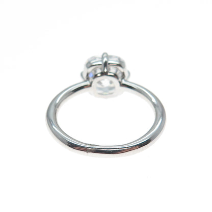 DSMK 925 Sterling Silver Cushion-Cut Shaped C Z Engagement Ring Size 7.25