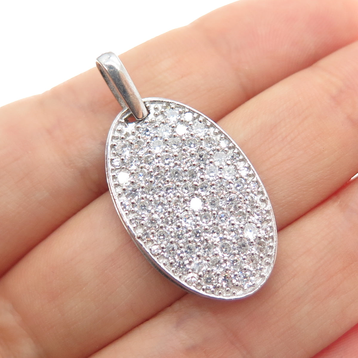 925 Sterling Silver Round-Cut C Z Ornate Slide Dual-Charm Pendant