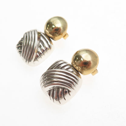 Vaubel 925 Sterling Silver 2-Tone Vintage 1999 Modernist Dangle Earrings