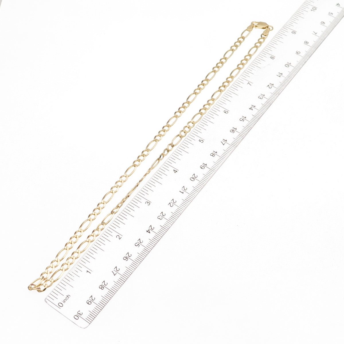 Han 925 Sterling Silver Gold Plated Italy Figaro Chain Necklace 18"