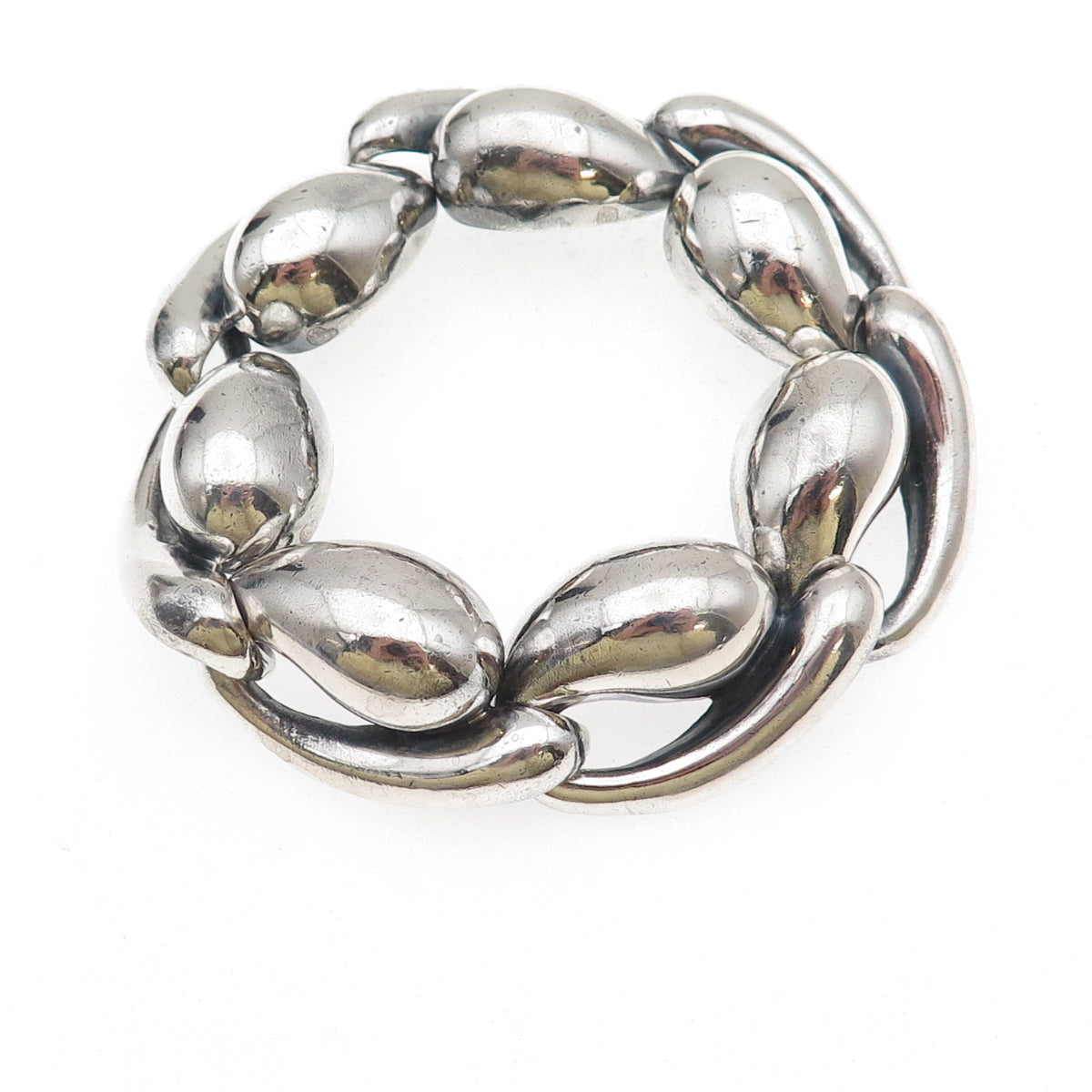 925 Sterling Silver Vintage Modernist Oxidized Bracelet 7.25"