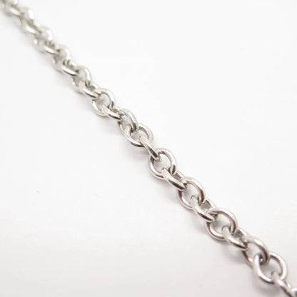 925 Sterling Silver / 14K Vintage Diamond Accent Heart Rolo Link Bracelet 6.5"