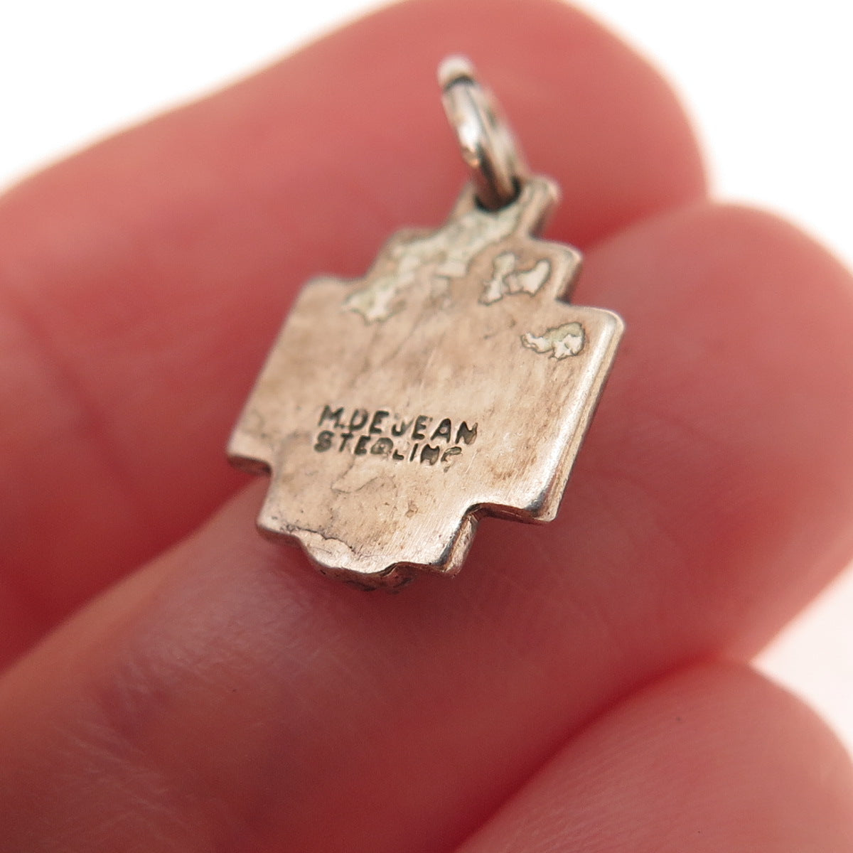 M. De Jean 925 Sterling Silver Gold Plated Vintage Jesus Cross Charm Pendant