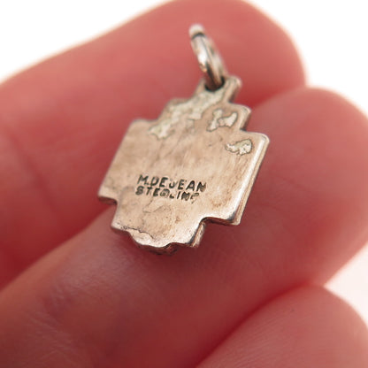 M. De Jean 925 Sterling Silver Gold Plated Vintage Jesus Cross Charm Pendant